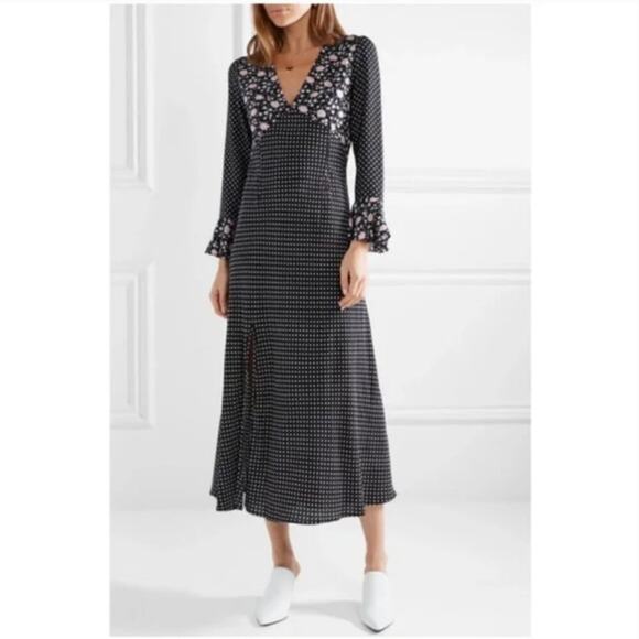 Rixo London Esther Polka-dot Crepe Midi Dress - Picture 1 of 7